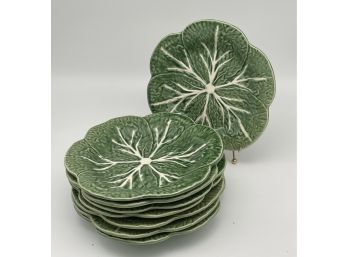 Bordallo Pinheiro Made In Portugal Green Cabbage Small Plates - Set Of 8
