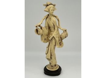 Tall Asian Woman/Geisha Resin Figurine (some Cracks)