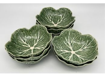 Bordallo Pinhero Made In Portugal Green Cabbage Small Bowls - Set Of 8