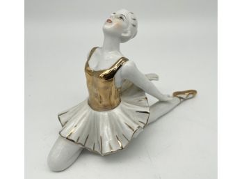 Porcelain Ballerina Figurine With Gold Accents