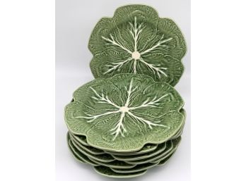 Bordallo Pinheiro Made In Portugal Green Cabbage Dinner Plates - Set Of 8