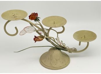 3-Tier Metal Candle Holder With Glass Flowers
