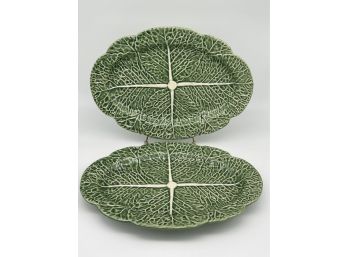Bordallo Pinheiro Made In Portugal Green Cabbage Oval Serving Plates