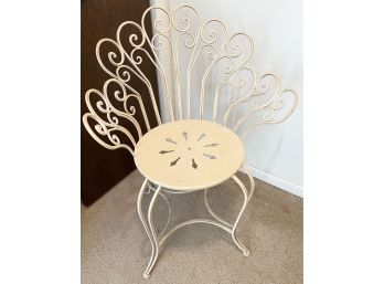 Vintage Wrought Iron French Spiral Back Chair Painted Off White/Distressed