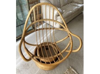 Mid Century Bamboo Rattan Egg Chair- Swivels And Rocks