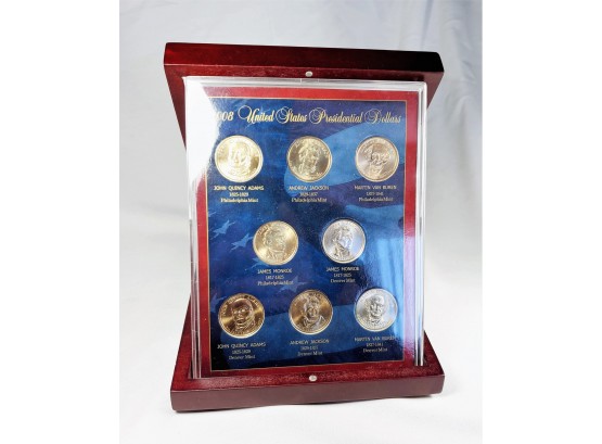 2008 Presidential Uncirculated  Dollar Set In Wood Box With Blank Name Plate For Engraving