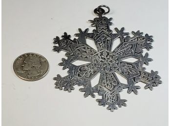 Large Vintage Sterling Silver Snowflake Christmas Ornament