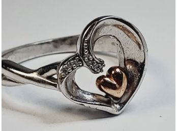 10kt Gold Heart / Sterling Silver  Ring