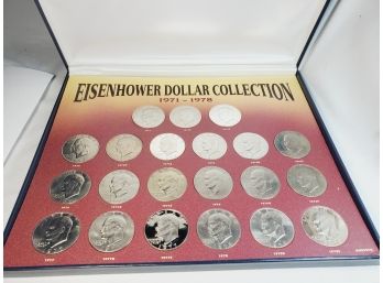 21 Eisenhower Dollar Coin Set With COA & Info Uncirculated And Proofs