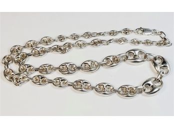 Stunning Sterling Silver Small To Large Gucci Link Necklace
