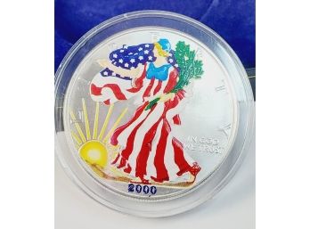 2000 Colorized Walking Liberty 1 Oz  Silver Eagle  W/ Box  Uncirculated