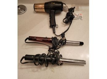 Hairdryer And 2 Curling Irons