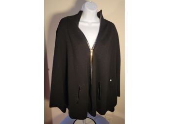 Lord And Taylor Black  With Gold Zip Up Capelet Size S/m