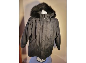 J.G. Hook Winter Coat In Black - Fur Trimmed Hood