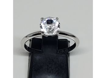 Clear Stone Silvertone Fashion Engagement Ring
