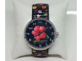 Varsales Floral Stretch Band Watch