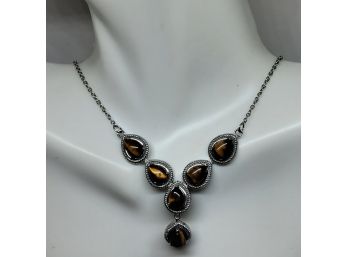 Beautiful Fashion Natural Tigers Eye Necklace With Magnetic Clasp
