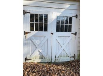 A Pair Of Vintage Half X Brace -8 Lite Barn Doors