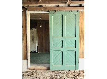An Antique Chevron Sliding Barn Door With Operable Track And Hardware