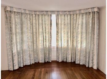 Custom Drapes - Lined - Floral Linen - Quality- On A Curved Track