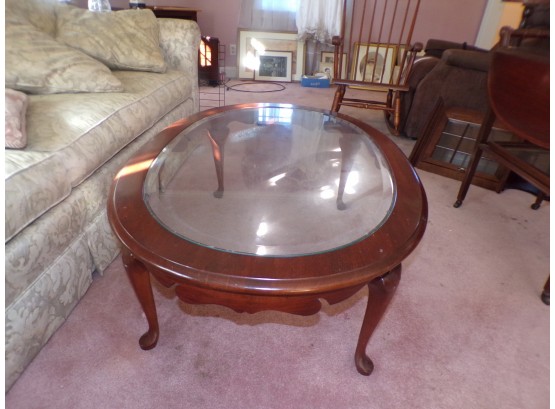 Oval  Glass Top Coffee Table