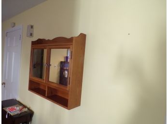 Oak Wall Cabinet With Mirror Doors