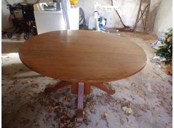 Oak Round Table With Pedestal Base