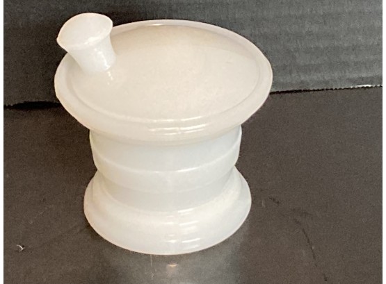 Vintage White Milk Glass Mortar Pestle Style Apothecary Jar