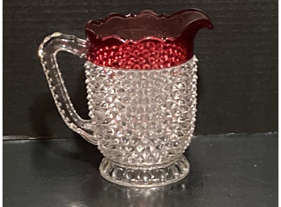 Vintage Doyle Hobnail And Ruby Stained Pitcher