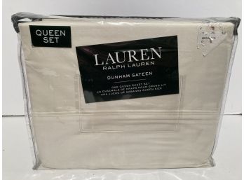 Ralph Lauren Queen Size White Dunham Sateen Sheet Set