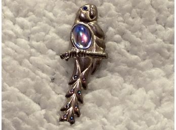 Vintage Silver Tone Monet Jelly Belly Parrot Pin