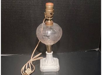 Vintage Glass Table Lamp Milk Glass Base (No Shade)