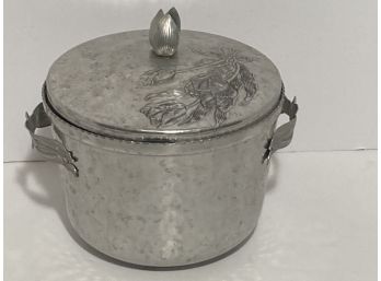 Vintage Forged Aluminum Ice Bucket With Tongs