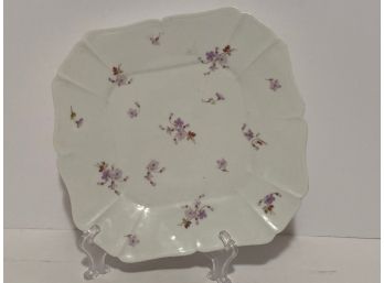 Antique  Ch. Field Haviland CFM/GDM French Limoges Purple Flowers Square Sandwich Serving Plate
