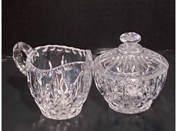 Vintage Pressed Glass Creamer And Covered Sugar
