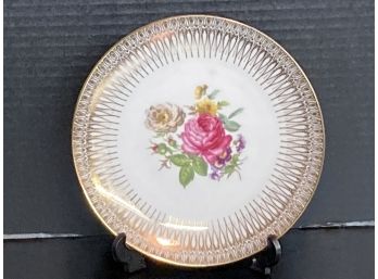 Vintage Mitterteich Bavaria Pink And Yellow Floral Plate (7 Inches In Diameter)