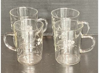 Vintage Simax Czechoslolovakia Etched Glass Cups (Set Of 4)