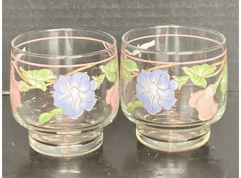 Pair Of Vintage Hand Painted Drinking Glasses