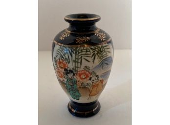 Vintage Shozan Satsuma Cobalt Blue Catawiki Palace Style Mini Bud Vase