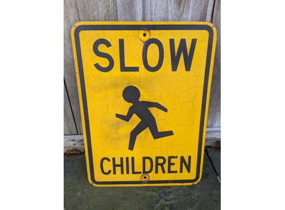 Vintage Metal Slow Child Sign