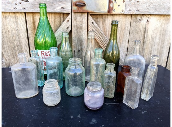 Grouping Of 16 Old Collectable Bottles