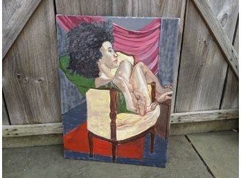 Painting On Canvas Of A Lady On Chair