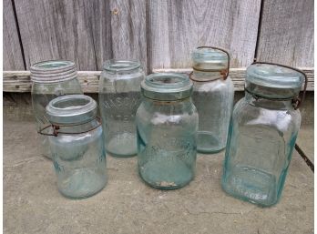 Collection Of 6 Early Canning Jars