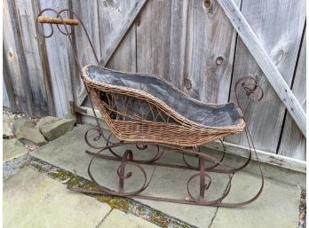 Antique Wicker Baby Sled / Stroller