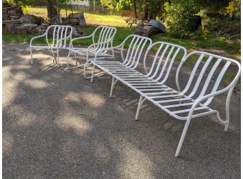 Vintage White Aluminum Patio 3 Seater Sofa And Two Chairs