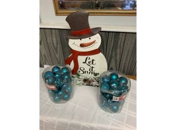 Snowman And Ornaments Lot