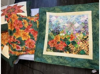 Quilted Wall Hanging And Throw Pillows