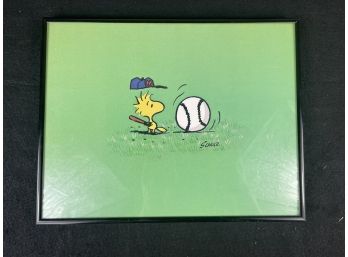 Peanuts Baseball Print With Woodstock