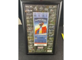 Super Bowl XLVI Ticket With Giants Signatures Numbered Print