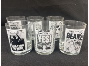 Daily News 1986 Mets World Series Old Fashioned Glasses